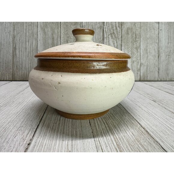 Vintage Mexican Tonala Trinket Dish with Blue Floral Accents 4" Diameter 3" Tall - Picture 7 of 14